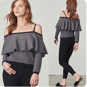 New BB Dakota Cold Shoulder Ruffle Sweater MEDIUM